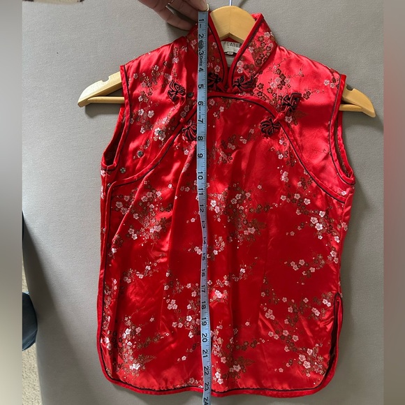 Traditional Mandarin top CATHAYA silk sz 32/sm red vintage beautiful condition - Picture 8 of 10